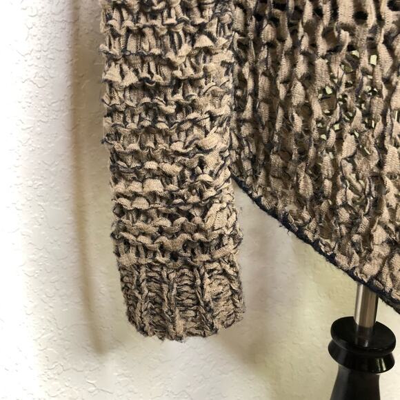 Helmut Lang tattered tape taupe asymmetrical alpaca wool blend sweater Medium - Picture 8 of 16